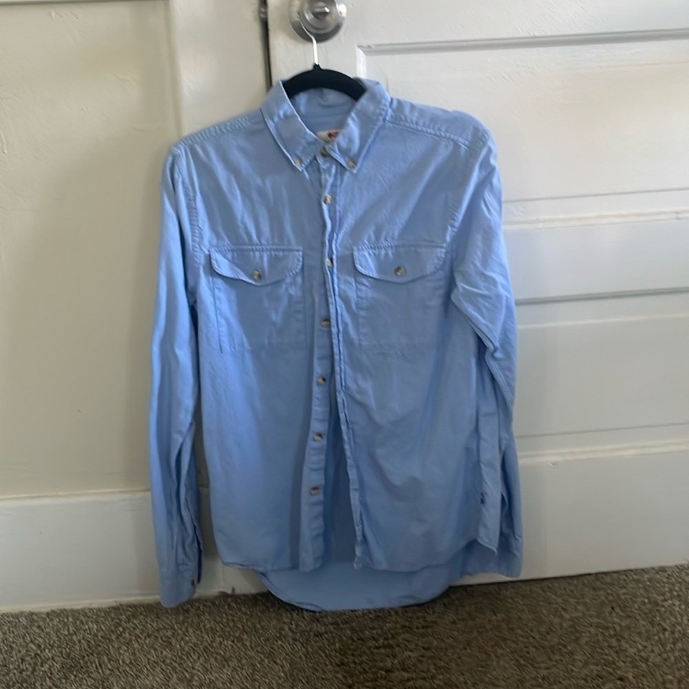 Fjallraven Light Blue Mens XS Comfort Fit casual Oxford shirt